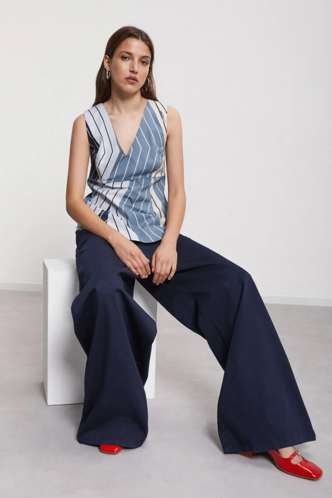 Pantalon large en coton