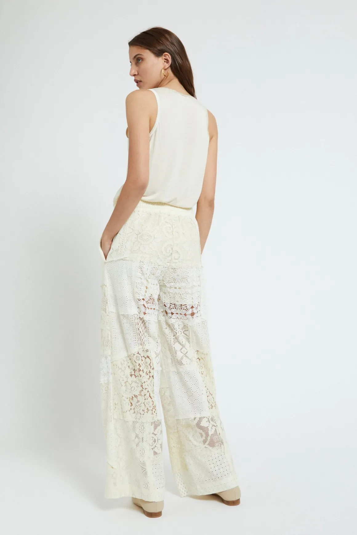 Pantalon large en dentelle