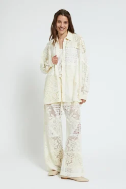 Pantalon large en dentelle