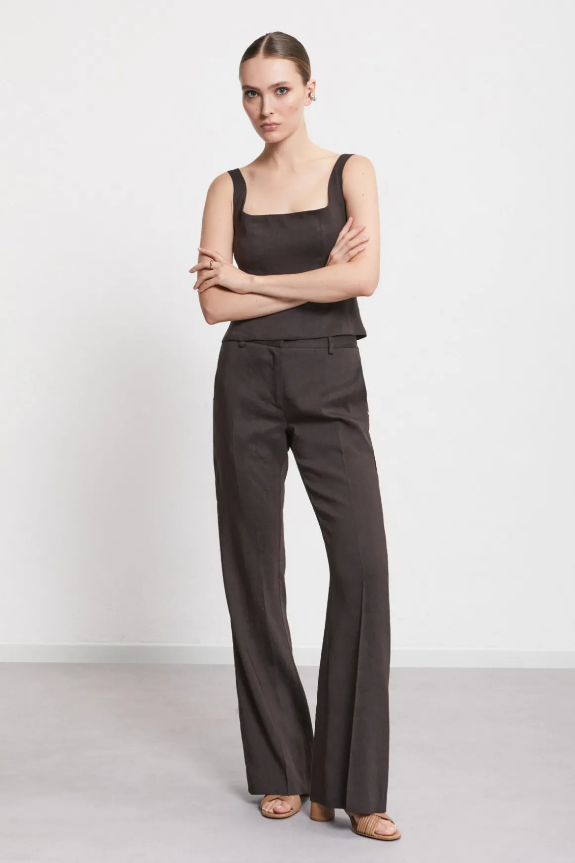 Pantalon large en lin