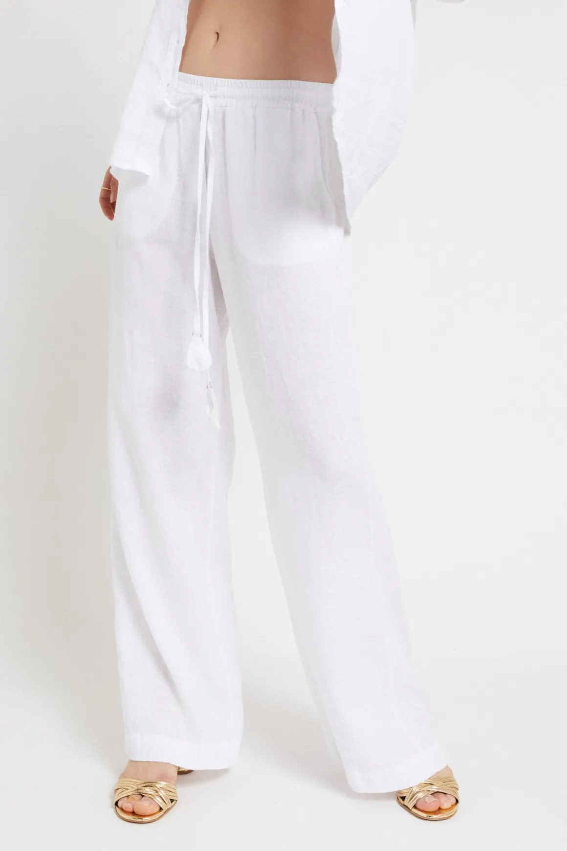 Pantalon large en lin