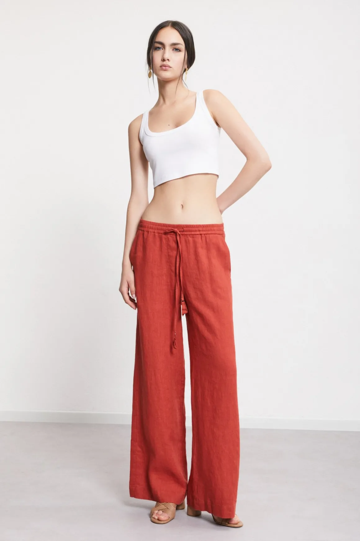 Pantalon large en lin