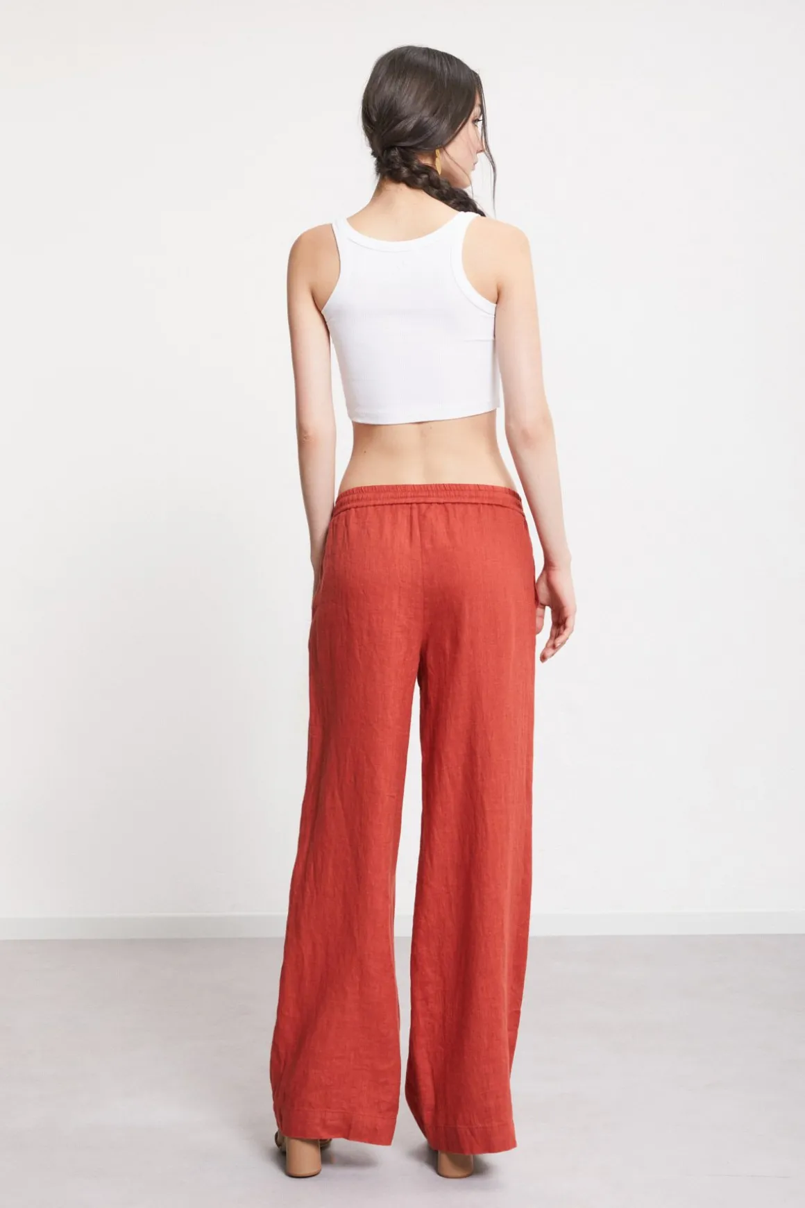 Pantalon large en lin