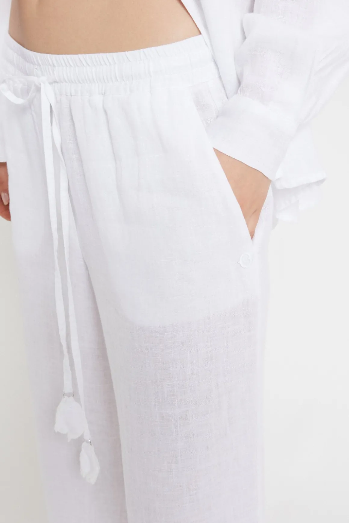 Pantalon large en lin