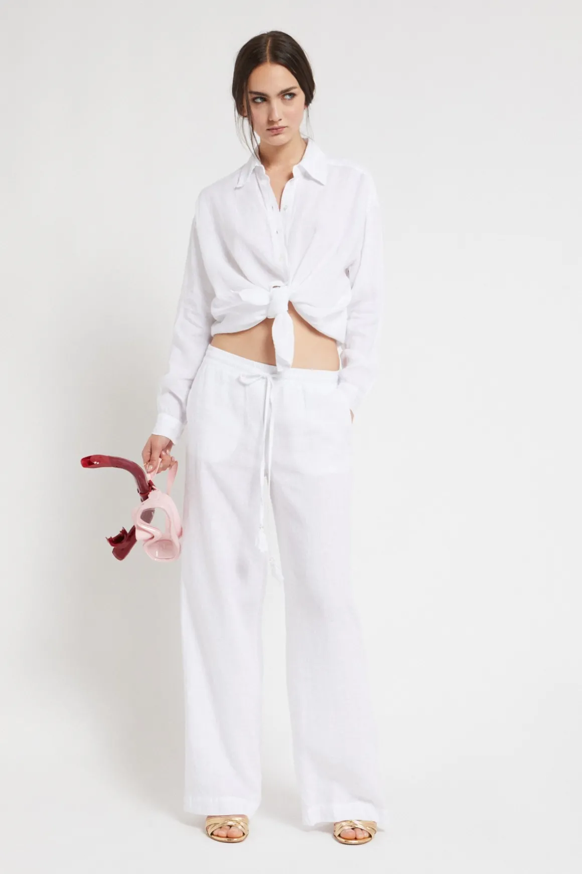 Pantalon large en lin
