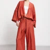 Pantalon large en lin effet satin
