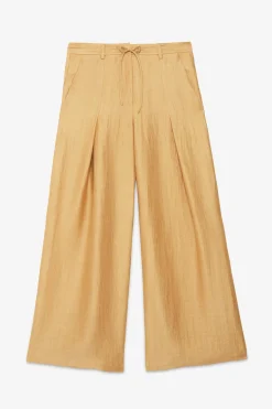 Pantalon large en lin effet satin