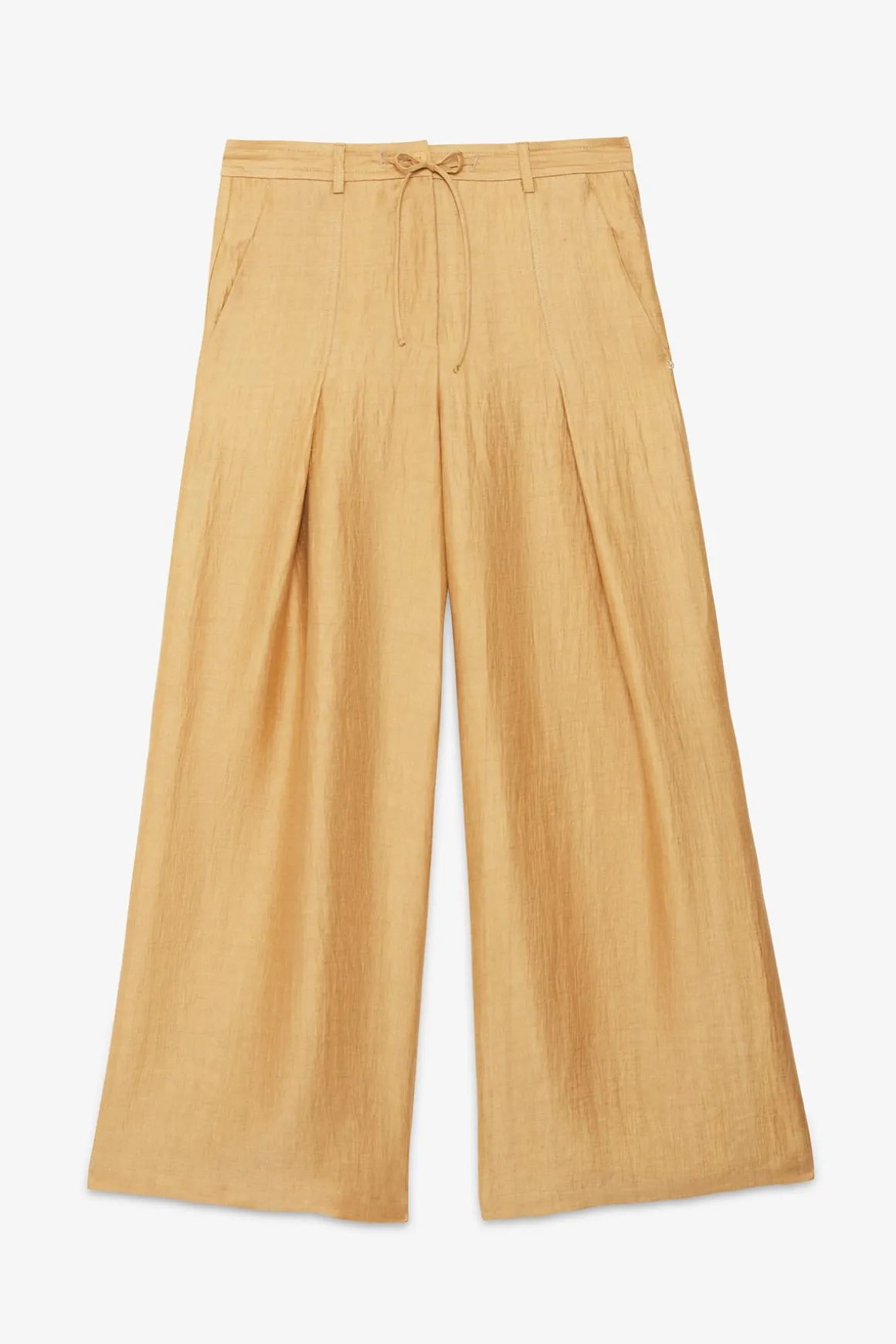Pantalon large en lin effet satin