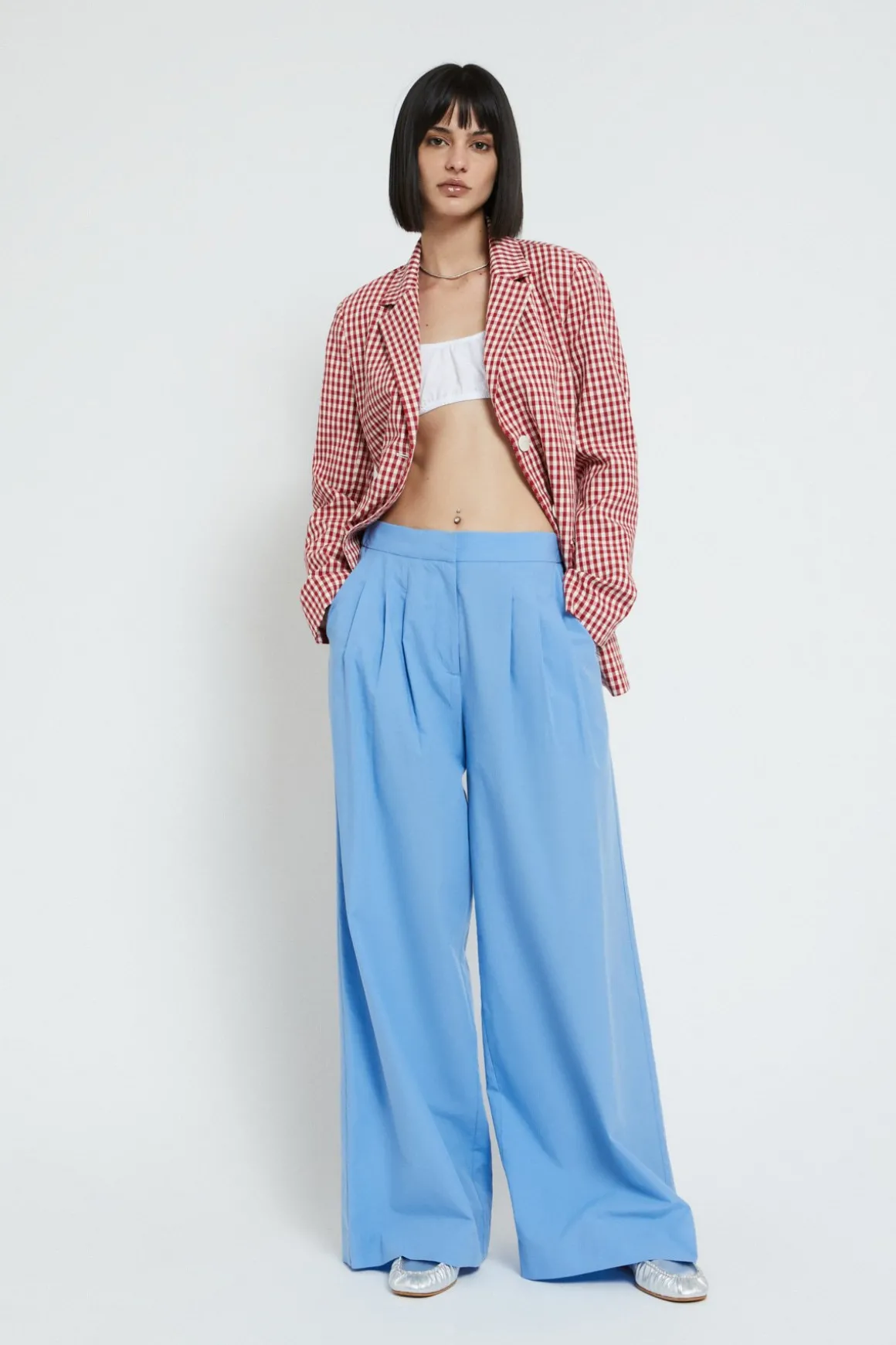 Pantalon large en popeline