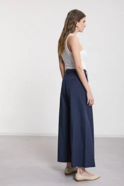 Pantalon large en popeline