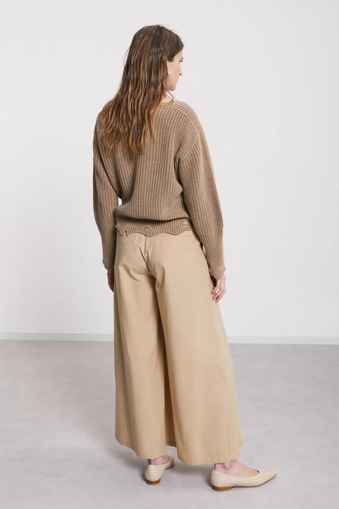 Pantalon large en popeline