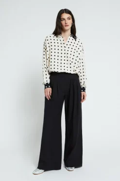 Pantalon large en popeline