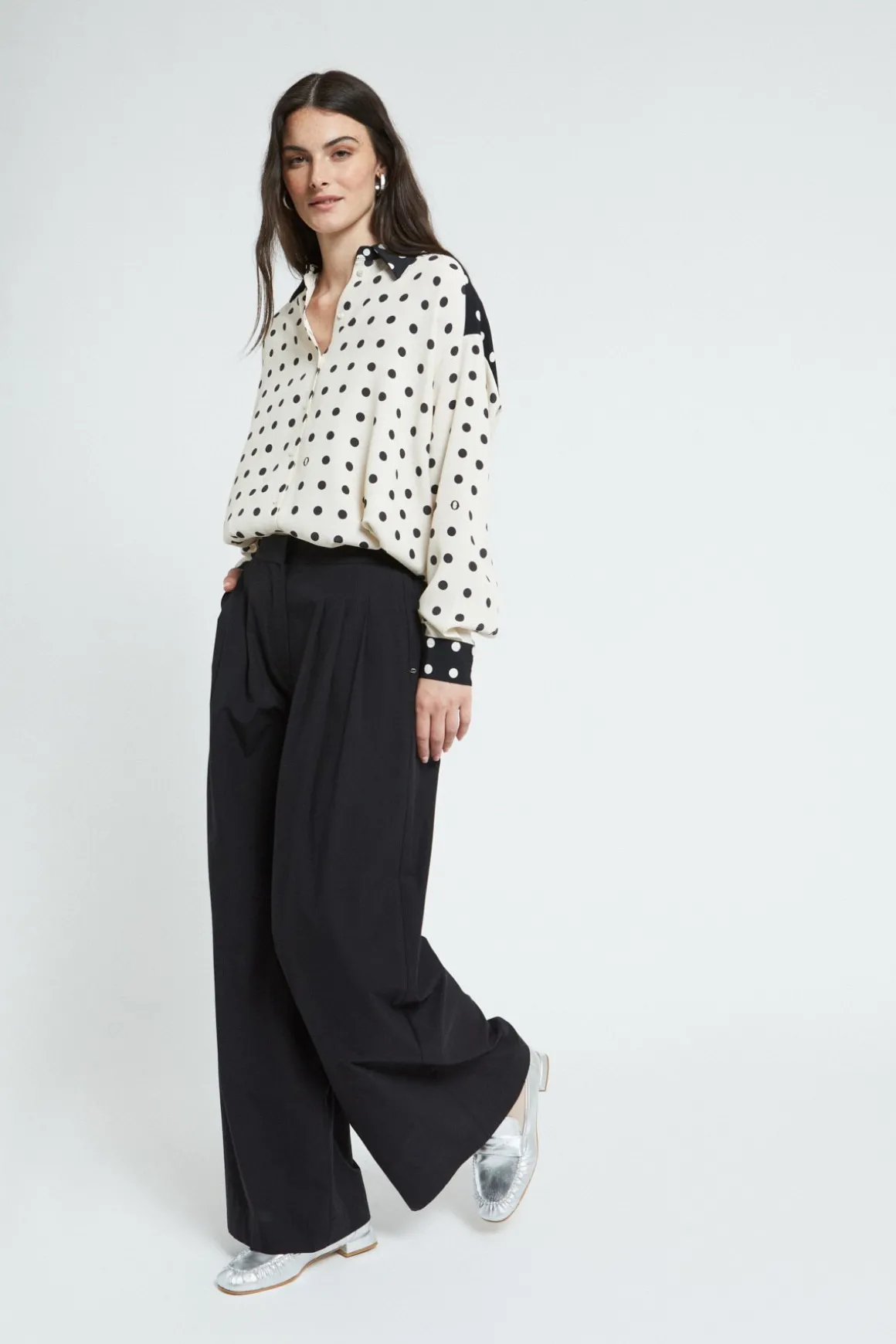 Pantalon large en popeline