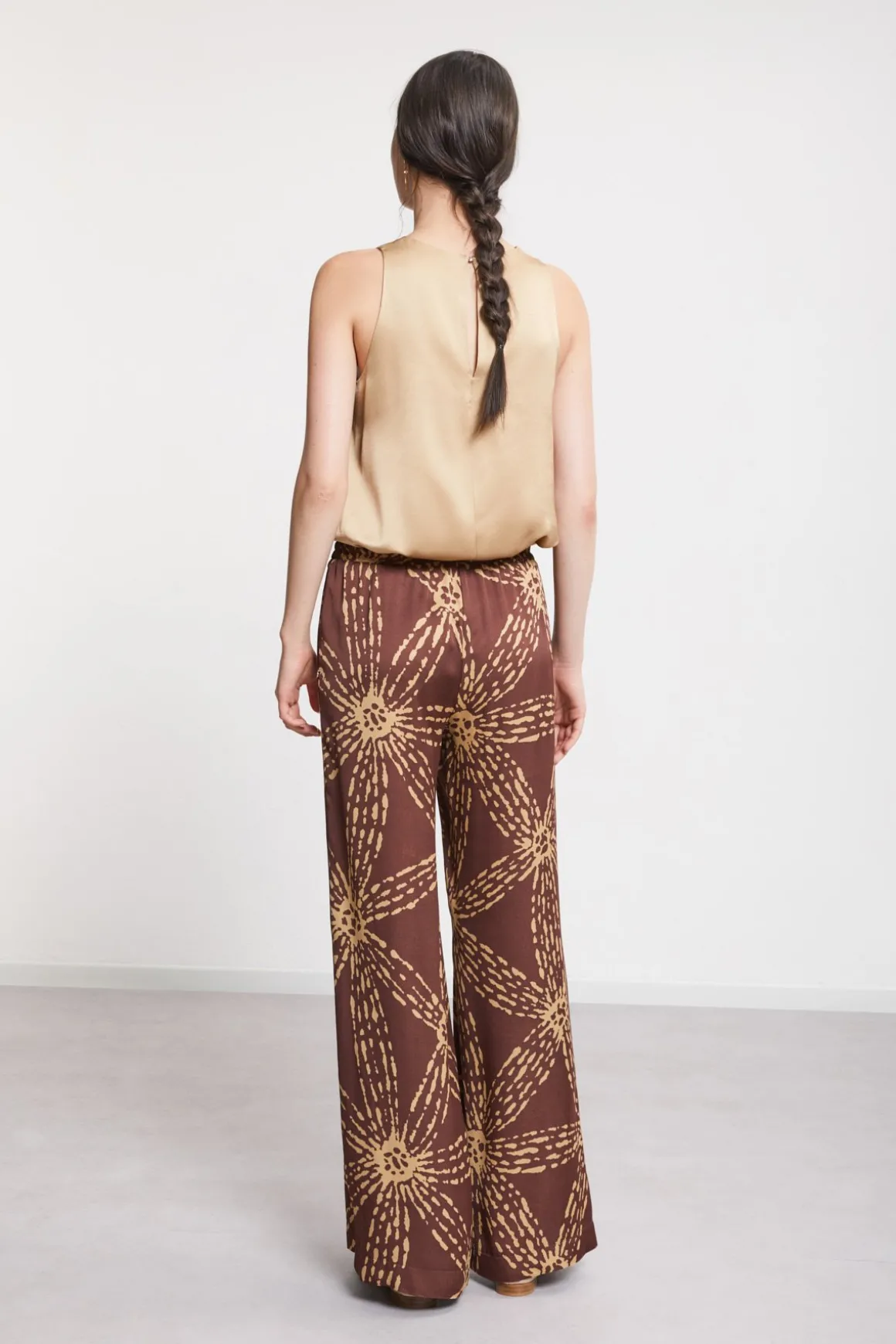 Pantalon large en satin de viscose