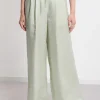 Pantalon large en viscose et lin