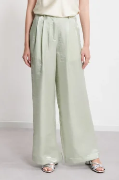 Pantalon large en viscose et lin