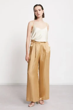 Pantalon large en viscose et lin