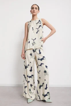 Pantalon large en viscose imprimée