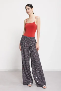 Pantalon large en viscose imprimée