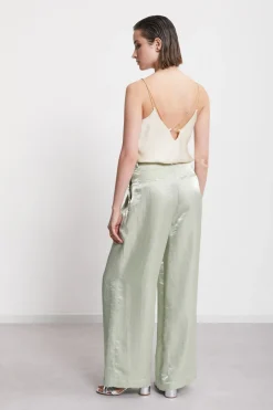 Pantalon large en viscose et lin