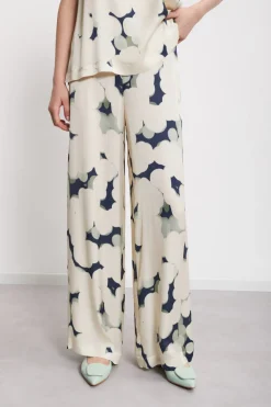 Pantalon large en viscose imprimée