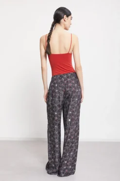 Pantalon large en viscose imprimée