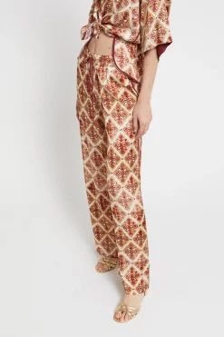 Pantalon large en viscose imprimée