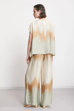 Pantalon large en viscose imprimée