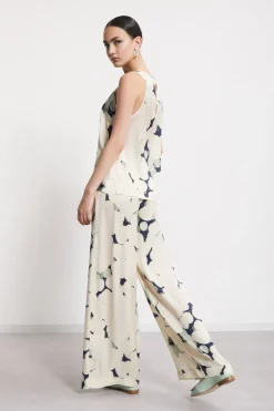 Pantalon large en viscose imprimée