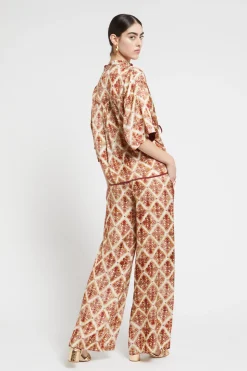 Pantalon large en viscose imprimée