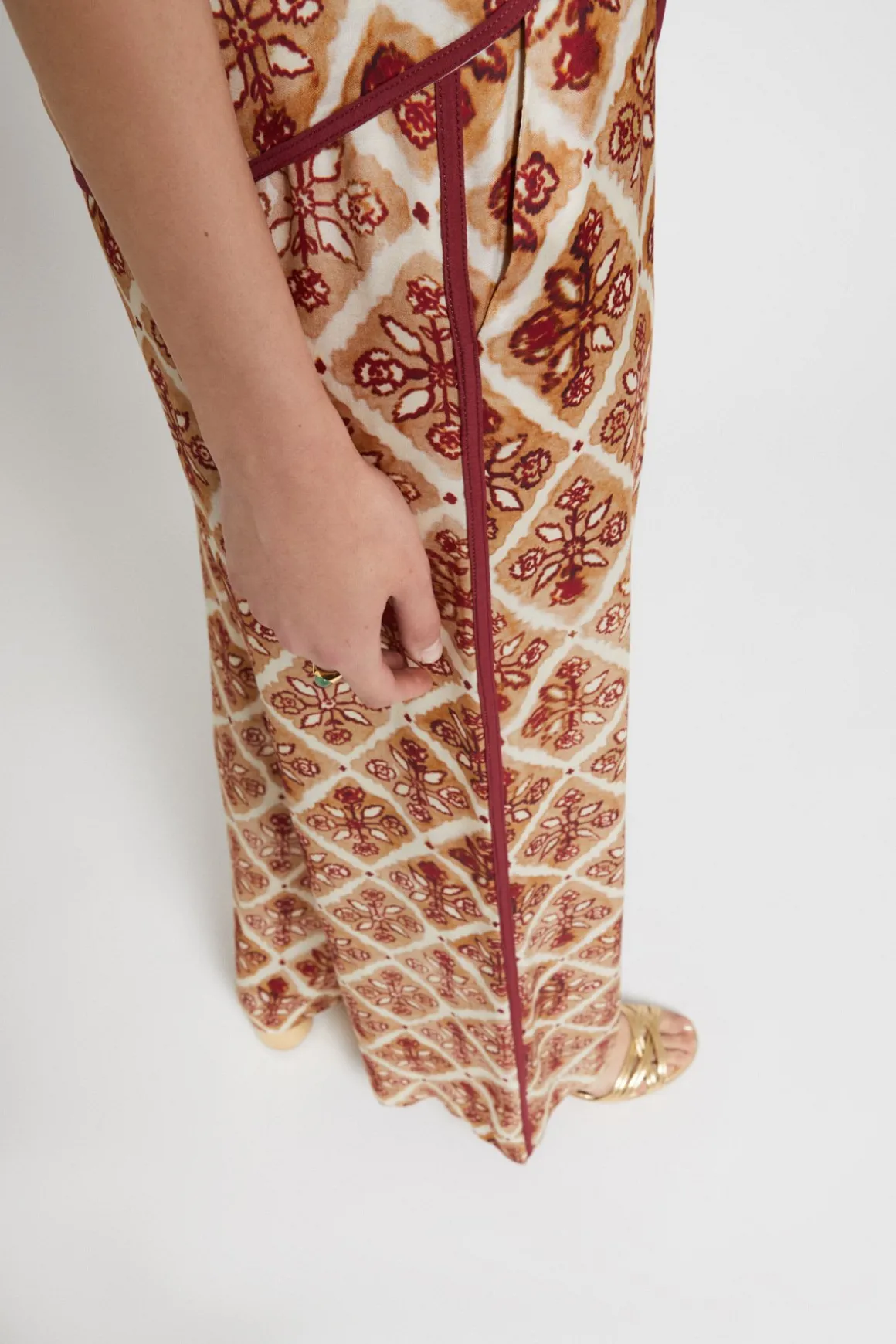 Pantalon large en viscose imprimée