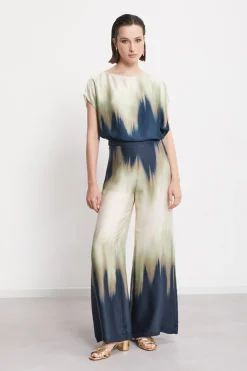 Pantalon large en viscose imprimée