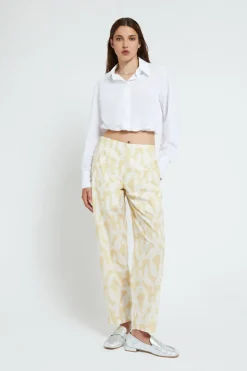Pantalon longueur cheville en popeline imprimée