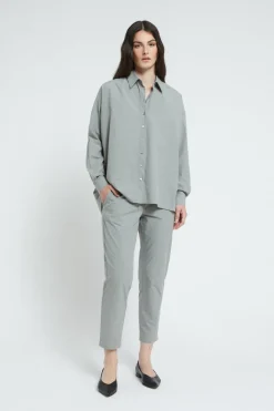 Pantalon longueur cheville en popeline