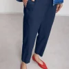 Pantalon longueur cheville en popeline