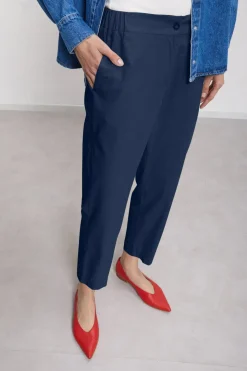 Pantalon longueur cheville en popeline