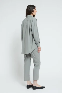 Pantalon longueur cheville en popeline