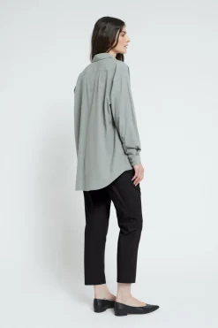 Pantalon longueur cheville en popeline