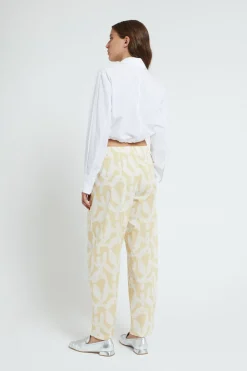 Pantalon longueur cheville en popeline imprimée