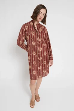 Robe chemisier à rayures en mousseline de coton