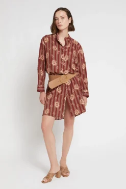Robe chemisier à rayures en mousseline de coton