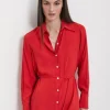 Robe chemisier courte en soie mélangée