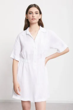 Robe chemisier courte en lin