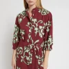 Robe chemisier courte en popeline imprimée avec ceinture bandeau