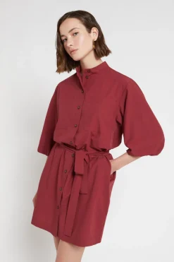 Robe chemisier courte en popeline