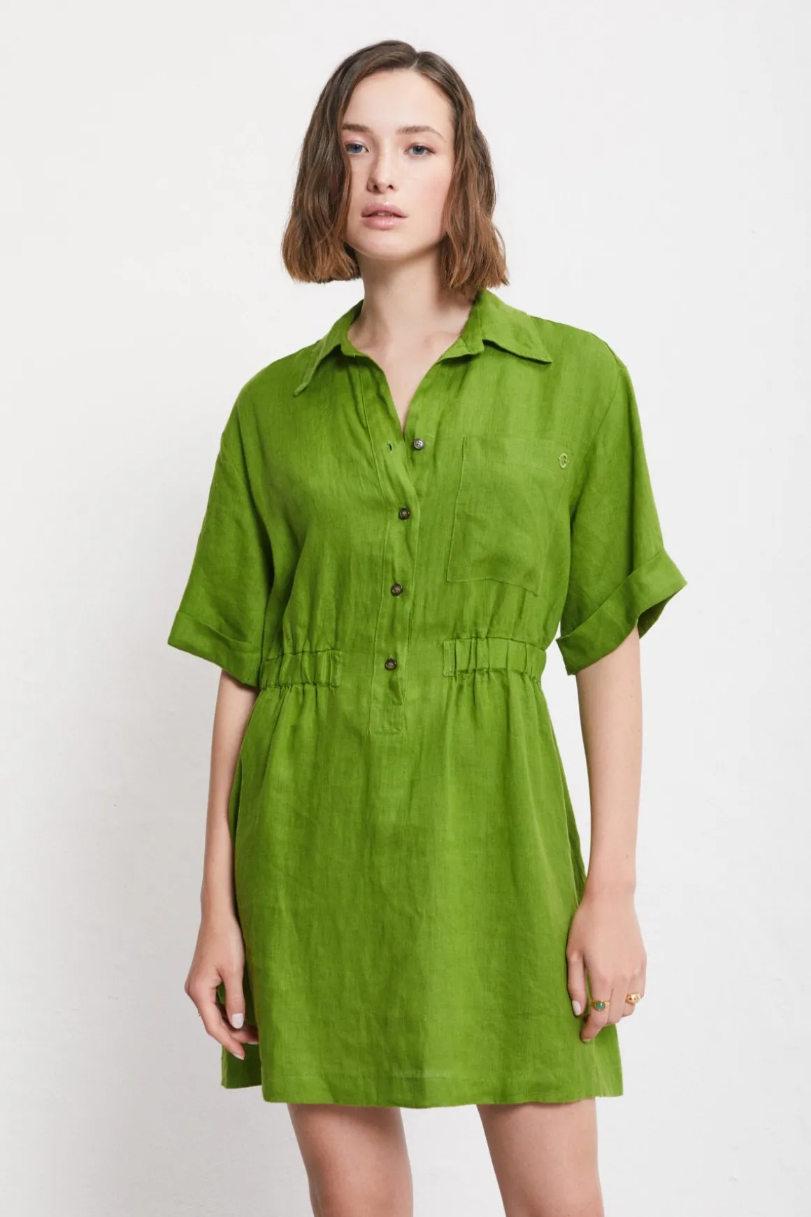 Robe chemisier courte en lin
