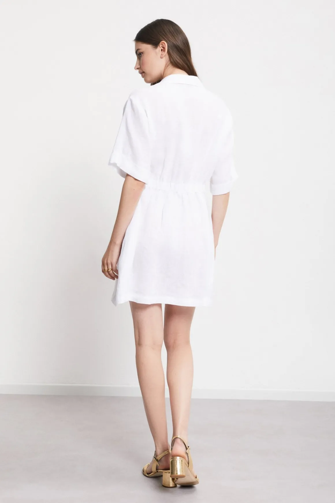 Robe chemisier courte en lin