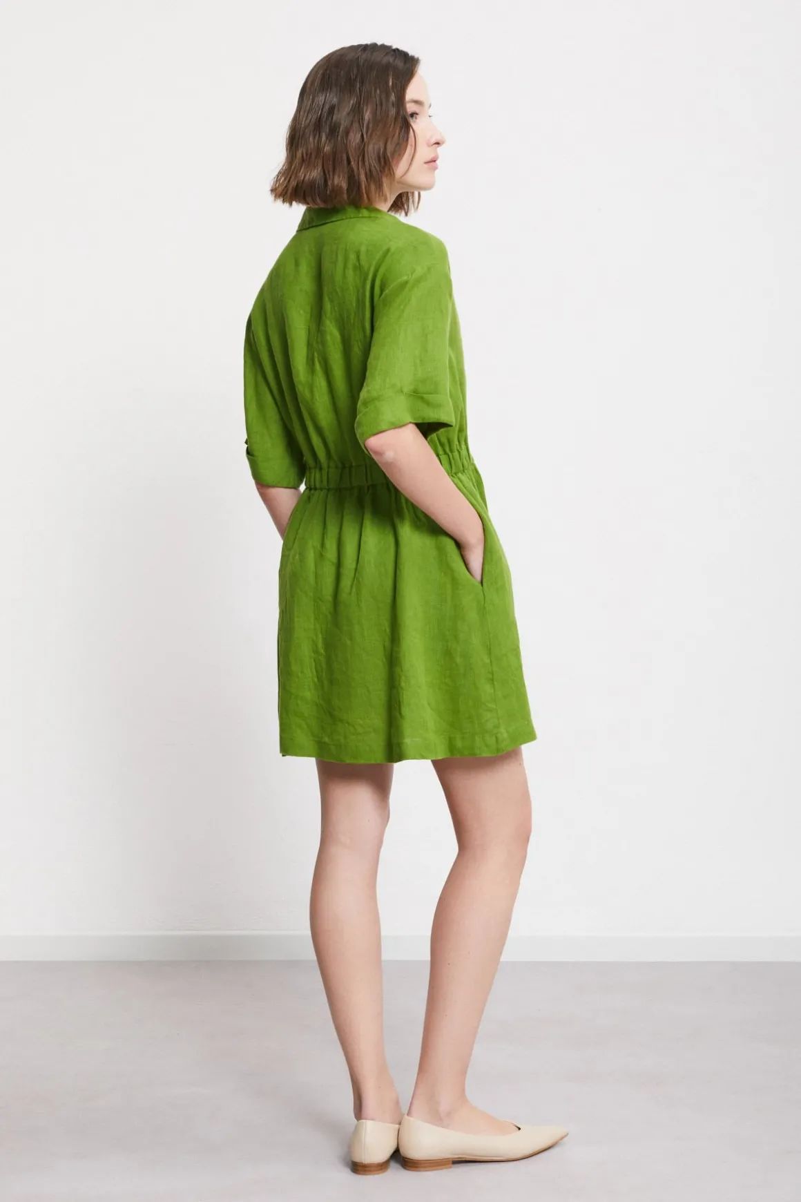 Robe chemisier courte en lin