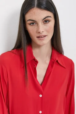 Robe chemisier courte en soie mélangée