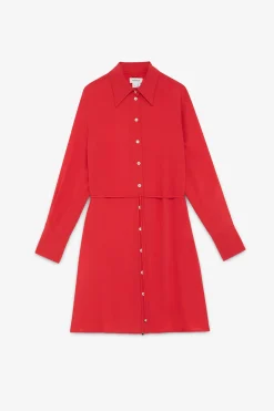 Robe chemisier courte en soie mélangée
